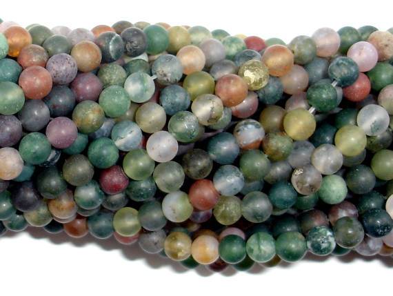 Matte Indian Agate Beads, Fancy Jasper Beads, 4mm-Gems: Round & Faceted-BeadDirect