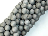 Druzy Agate Beads, Silver Gray Geode Beads, 10mm Round Beads-Agate: Round & Faceted-BeadDirect