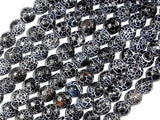 Black Crackle Agate, 8mm (7.8mm) Faceted Round Beads, 14 Inch-Agate: Round & Faceted-BeadDirect