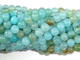 Dragon Vein Agate Beads, Sea Blue, 6mm Round Beads-Agate: Round & Faceted-BeadDirect