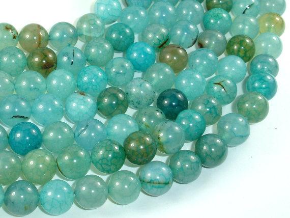 Dragon Vein Agate Beads, Sea Blue, 10mm Round Beads-Agate: Round & Faceted-BeadDirect