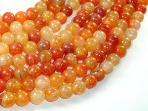 Dragon Vein Agate Beads, Orange, 8mm Round Beads-Agate: Round & Faceted-BeadDirect