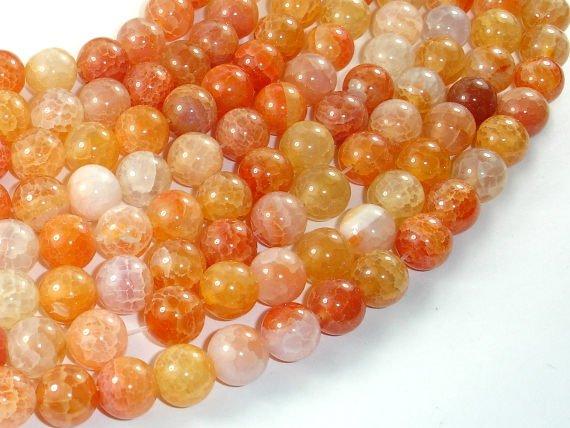 Dragon Vein Agate Beads, Orange, 10mm Round Beads-Agate: Round & Faceted-BeadDirect