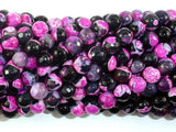 Agate Beads, Pink & Black, 6mm(6.3mm) Faceted Round Beads, 15 Inch-Agate: Round & Faceted-BeadDirect