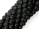 Matte Black Onyx Beads, 8mm Round Beads-with polished line-Gems: Round & Faceted-BeadDirect
