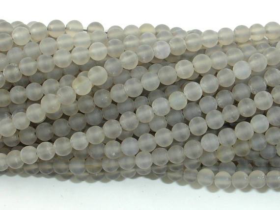 Matte Gray Agate Beads, 4mm Round Beads-Agate: Round & Faceted-BeadDirect