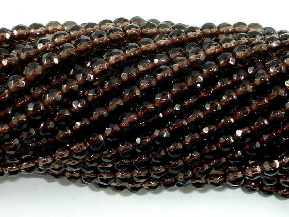 Smoky Quartz, 4mm Faceted Round Beads-Gems: Round & Faceted-BeadDirect