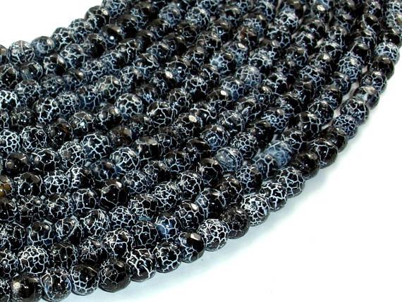 Black Crackle Agate, 6mm Faceted Round Beads, 13 Inch-Agate: Round & Faceted-BeadDirect