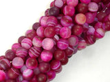 Matte Banded Agate Beads, Fuchsia Agate, 8mm Round Beads-Agate: Round & Faceted-BeadDirect