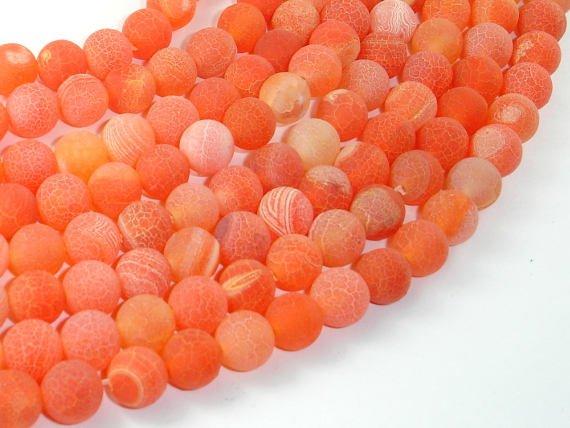 Frosted Matte Agate- Orange, 8mm Round Beads-Agate: Round & Faceted-BeadDirect