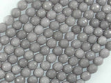 Jade Beads, Light Gray, 6mm Faceted Round-Gems: Round & Faceted-BeadDirect