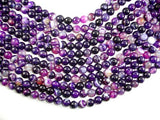 Banded Agate Beads, Purple, 10mm(10.3mm) Round-Agate: Round & Faceted-BeadDirect