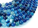 Banded Agate Beads, Blue, 10mm(10.5mm) Round-Agate: Round & Faceted-BeadDirect
