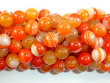 Banded Agate Beads, Orange, 10mm(10.5mm) Round-Agate: Round & Faceted-BeadDirect