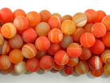 Matte Banded Agate Beads, Orange, 10mm Round Beads-Agate: Round & Faceted-BeadDirect