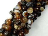 Banded Agate Beads, Brown, 10mm(10.5mm) Round Beads-Agate: Round & Faceted-BeadDirect