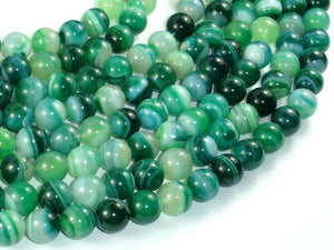 Banded Agate Beads, Green, 10mm(10.5mm)-Agate: Round & Faceted-BeadDirect