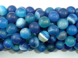 Matte Banded Agate Beads, Blue, 10mm Round Beads-Agate: Round & Faceted-BeadDirect