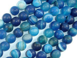 Matte Banded Agate Beads, Blue, 10mm Round Beads-Agate: Round & Faceted-BeadDirect