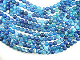Matte Banded Agate Beads, Blue, 10mm Round Beads-Agate: Round & Faceted-BeadDirect