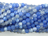 Fire Agate Beads, Blue & White, 6mm Faceted Round Beads-Agate: Round & Faceted-BeadDirect