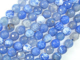 Fire Agate Beads, Blue & White, 8mm Faceted Round Beads-Agate: Round & Faceted-BeadDirect