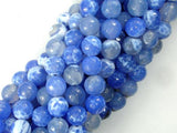 Fire Agate Beads, Blue & White, 8mm Faceted Round Beads-Agate: Round & Faceted-BeadDirect