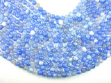 Fire Agate Beads, Blue & White, 8mm Faceted Round Beads-Agate: Round & Faceted-BeadDirect