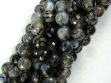 Dragon Vein Agate Beads, Black & Clear, 10mm Faceted Round Beads-Agate: Round & Faceted-BeadDirect