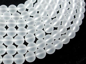 Matte Clear Quartz Beads, Frosted Quartz, 12mm Round Beads-Gems: Round & Faceted-BeadDirect