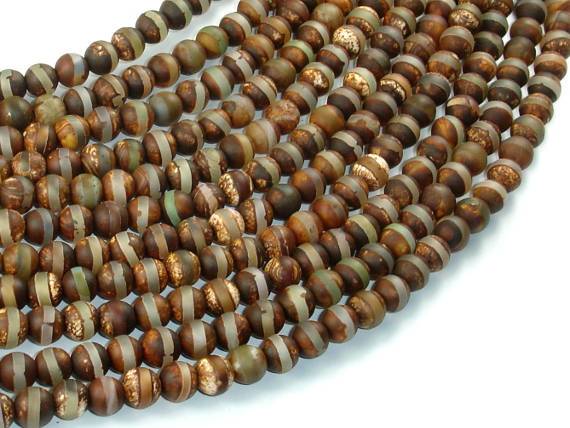 Tibetan Agate, 6mm Round Beads-Agate: Round & Faceted-BeadDirect