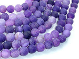 Frosted Matte Agate Beads, Purple, 10mm Round Beads-Gems: Round & Faceted-BeadDirect