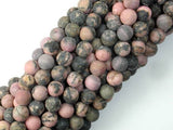 Matte Rhodonite Beads, 6mm, Round Beads-Gems: Round & Faceted-BeadDirect