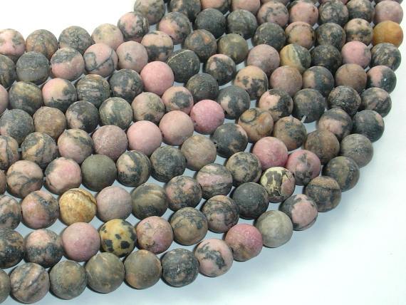 Matte Rhodonite Beads, 8mm, Round Beads-Gems: Round & Faceted-BeadDirect