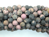 Matte Rhodonite Beads, 8mm, Round Beads-Gems: Round & Faceted-BeadDirect