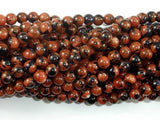 Gold Blue Sand Stone Beads, 6mm Round Beads-Agate: Round & Faceted-BeadDirect