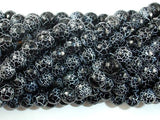 Black Crackle Agate, 8mm (7.8mm) Faceted Round Beads, 14 Inch-Agate: Round & Faceted-BeadDirect