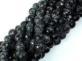 Black Crackle Agate, 10mm (9.5mm) Faceted Round Beads, 14 Inch-Agate: Round & Faceted-BeadDirect