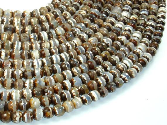 Tibetan Agate Beads, Brown, 6mm Faceted Round Beads-Agate: Round & Faceted-BeadDirect