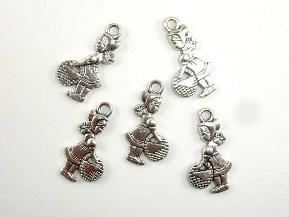 Girl Charms, Zinc Alloy, Antique Silver Tone 20pcs-Metal Findings & Charms-BeadDirect