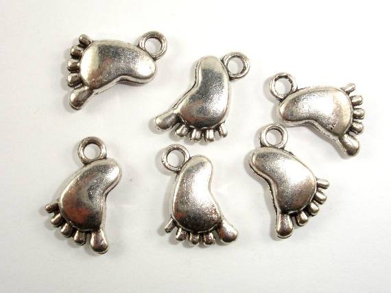 Feet Charms, Zinc Alloy, Antique Silver Tone 20pcs-Metal Findings & Charms-BeadDirect