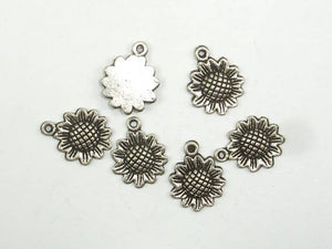 Sunflower Charms, Zinc Alloy, Antique Silver Tone-Metal Findings & Charms-BeadDirect
