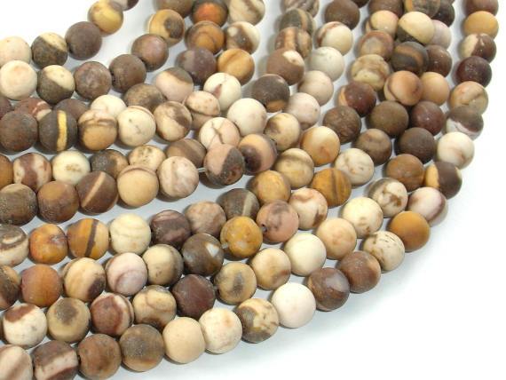 Matte Brown Zebra Jasper Beads, 6mm Round Beads-Gems: Round & Faceted-BeadDirect