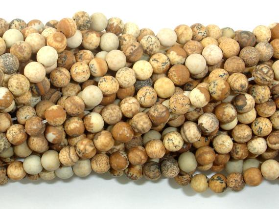 Matte Picture Jasper Beads, 4mm, Round Beads-Gems: Round & Faceted-BeadDirect