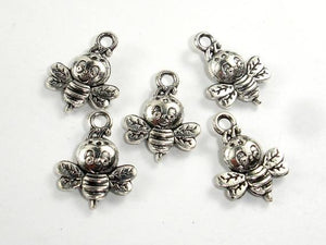 Honey Bee Charms, Zinc Alloy, Antique Silver Tone 20pcs-Metal Findings & Charms-BeadDirect