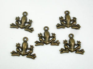 Frog Charms, Zinc Alloy, Antique Brass 20pcs-Metal Findings & Charms-BeadDirect