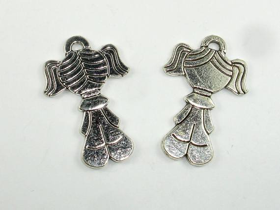 Girl Charms, Girl Pendant, Zinc Alloy, Antique Silver Tone 5pcs-Metal Findings & Charms-BeadDirect