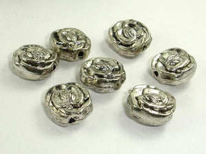 Flower Spacer, Flower Beads, Zinc Alloy, Antique Silver Tone 5pcs-Metal Findings & Charms-BeadDirect