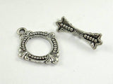 Metal Toggle Clasps , Antique Silver Tone, Ring 10 sets-Metal Findings & Charms-BeadDirect