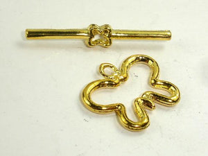 Butterfly Toggle Clasps , Gold Tone, Ring 4 sets-Metal Findings & Charms-BeadDirect